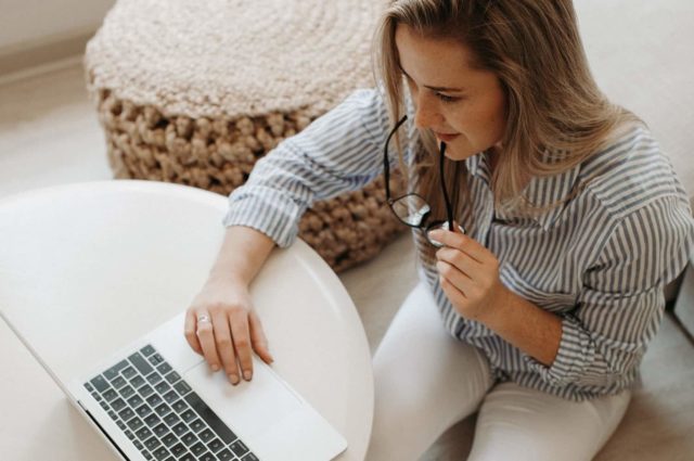 woman working on a laptop