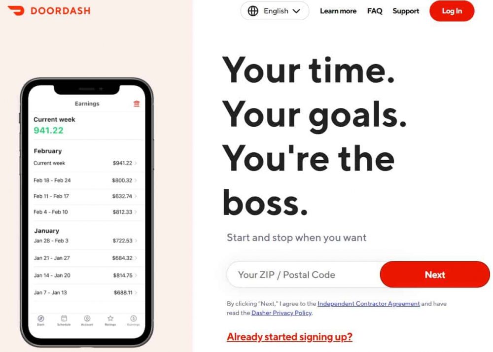 Doordash sign up