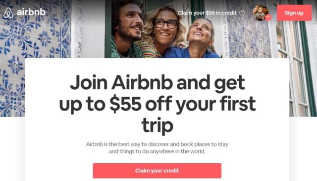 Airbnb sign up page