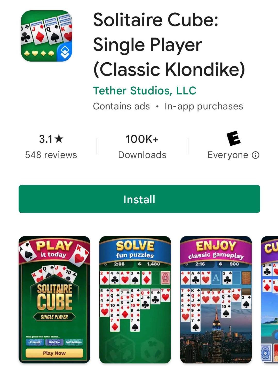 Solitaire Cube app