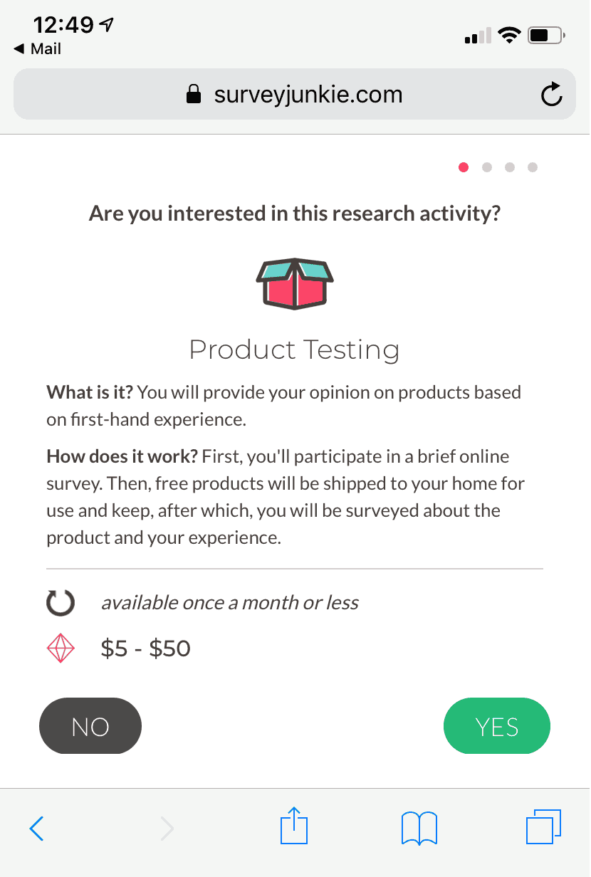 Survey Junkie product testing