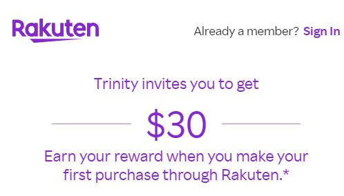 Rakuten $30 bonus