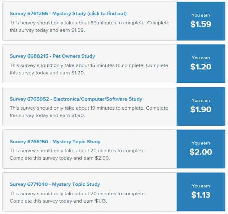 Vindale Surveys List