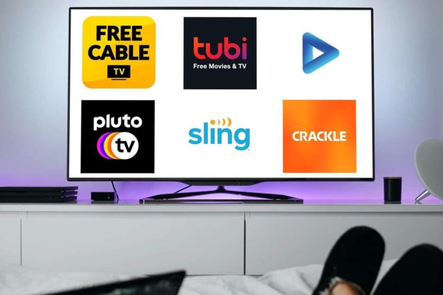 Free tv apps displayed on a tv