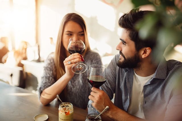 couple drinking wine together