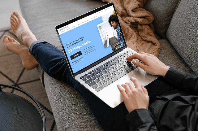 Bluehost displayed on a laptop