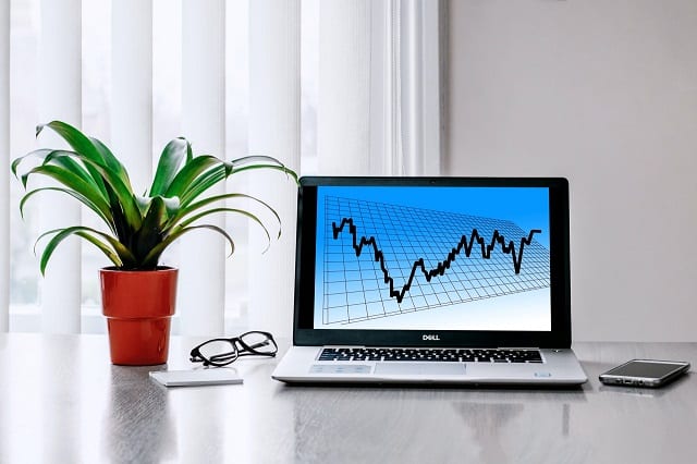 Investments displayed on laptop screen