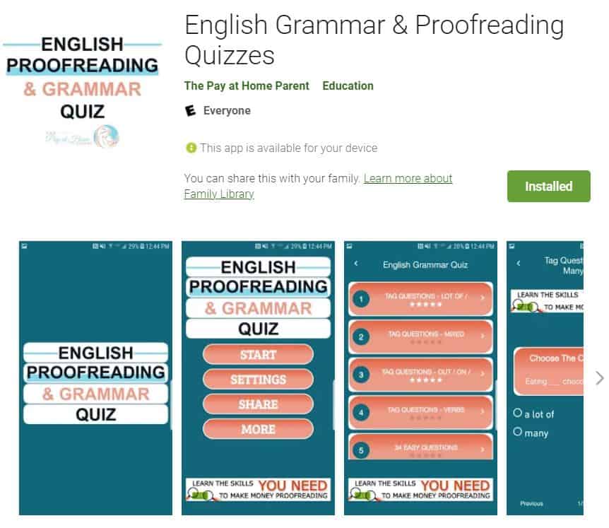 English Grammar & Proofreading Quizzes App