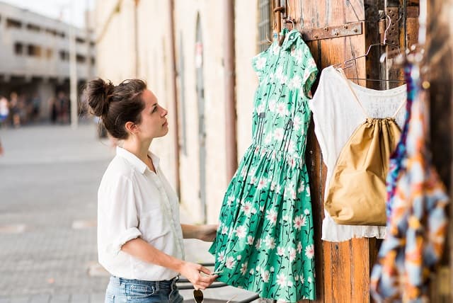 woman mystery shopping for a dress