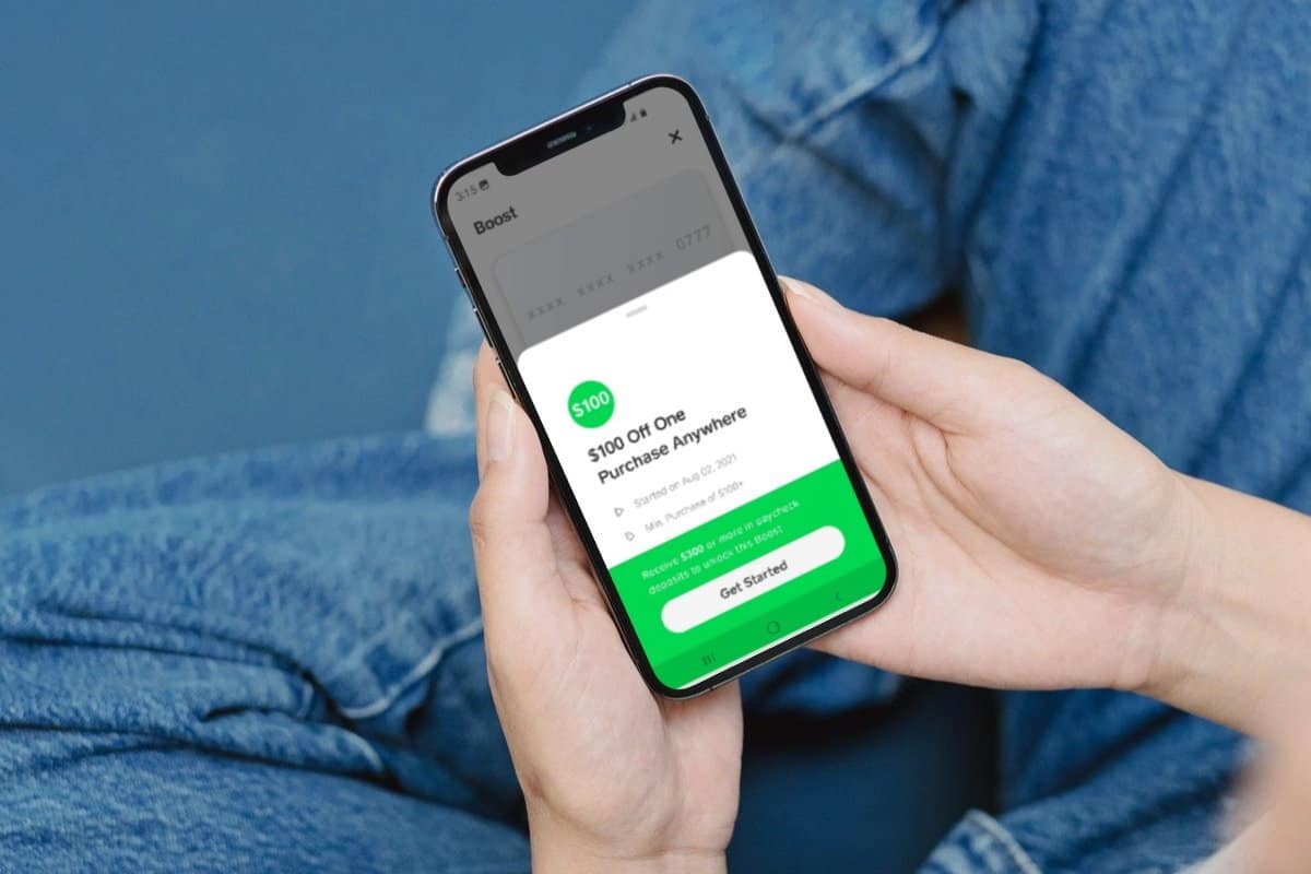 Phone displaying $100 Cash App Anywhere Boost
