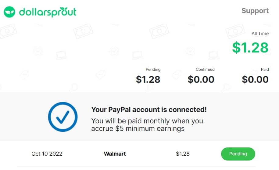 DollarSprout Rewards balance screenshot