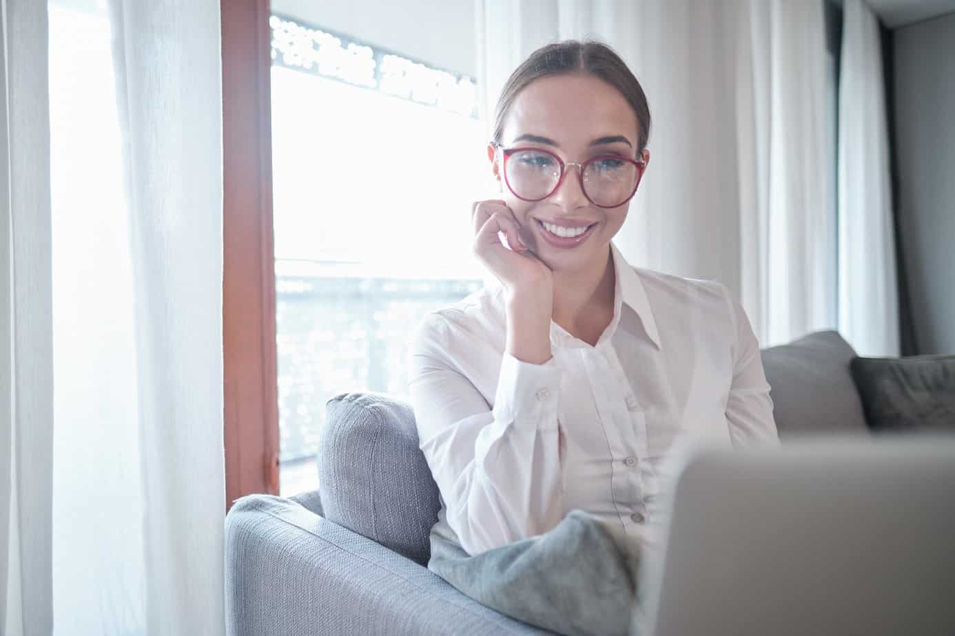 Young woman tutoring virtually