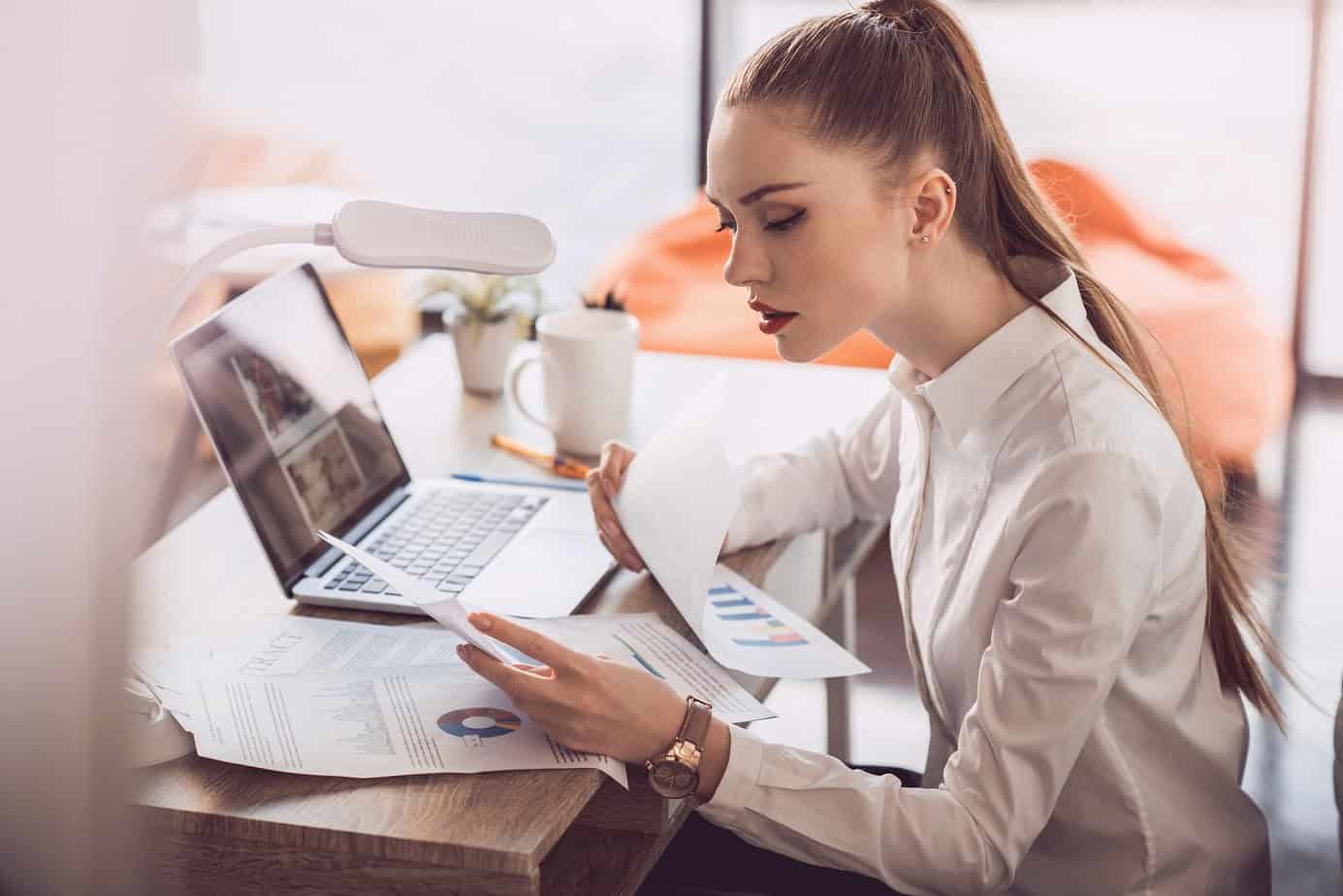 professional business woman working on a laptop