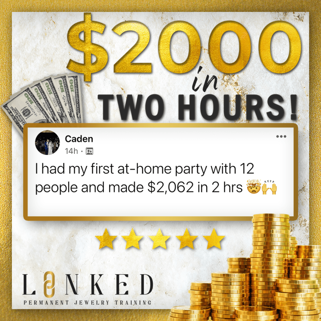 $2,000 in two hours LINKED Permanent Jewelry Training graphic